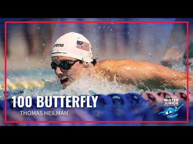 Thomas Heilman Takes the Gold in Men's 100 Butterfly | 2022 Speedo Winter Junior Championships East