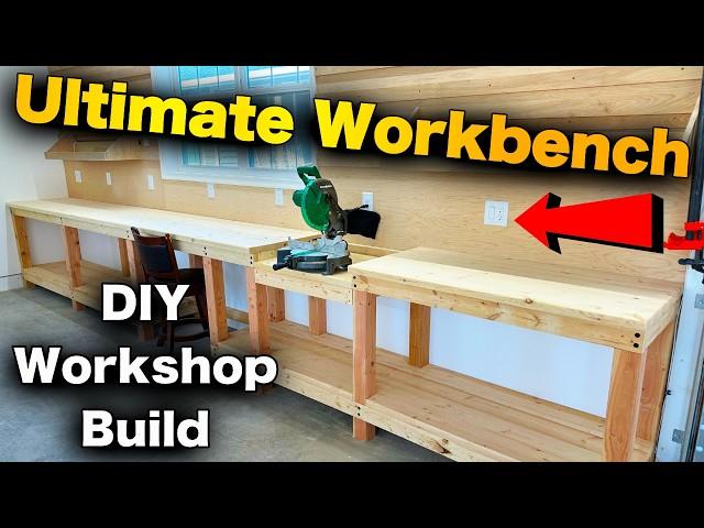 How to Build the Ultimate Workbench with a Miter Saw Station | DIY Workshop Build