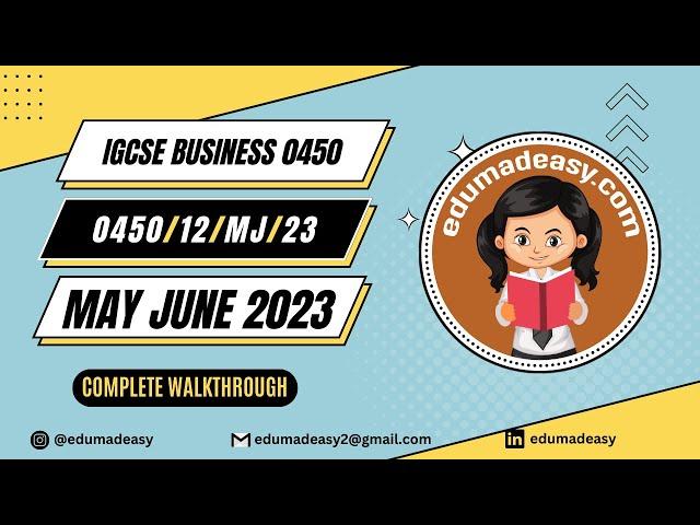 0450/12/MJ/23 | Paper 12 | May June 2023 | IGCSE Business Studies | edumadeasy