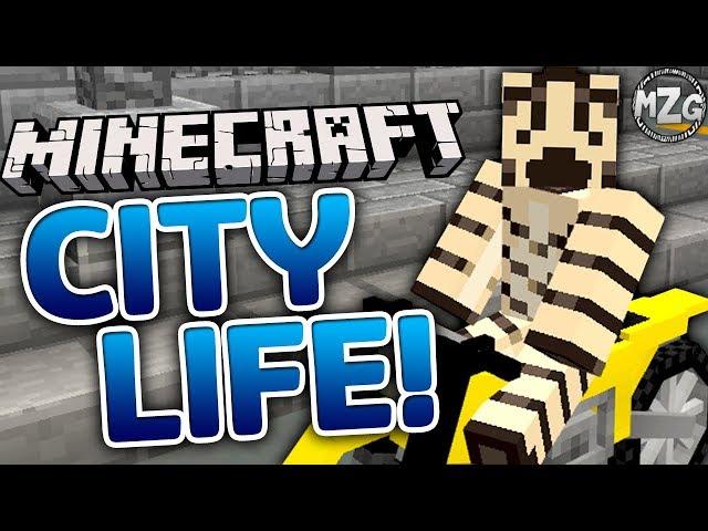 Minecraft Cars, Trains, and Motorcycles! - Minecraft City Life!! - Zebra's Minecraft Fun