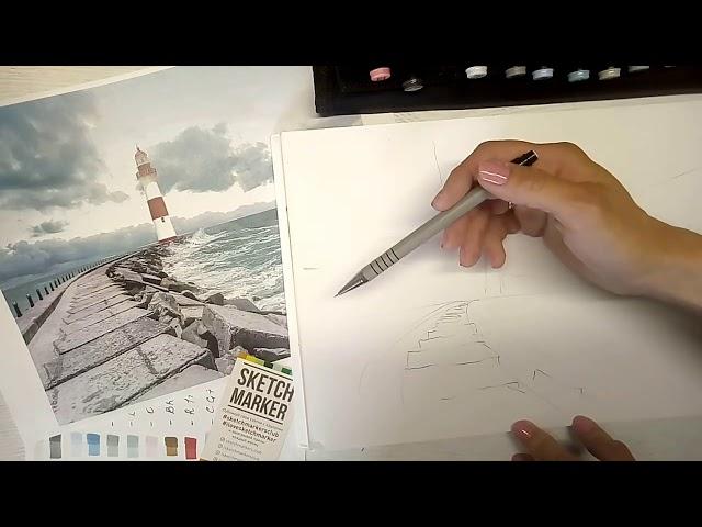 Рисуем пейзаж набором маркеров SKETCHMARKER BRUSH PRO