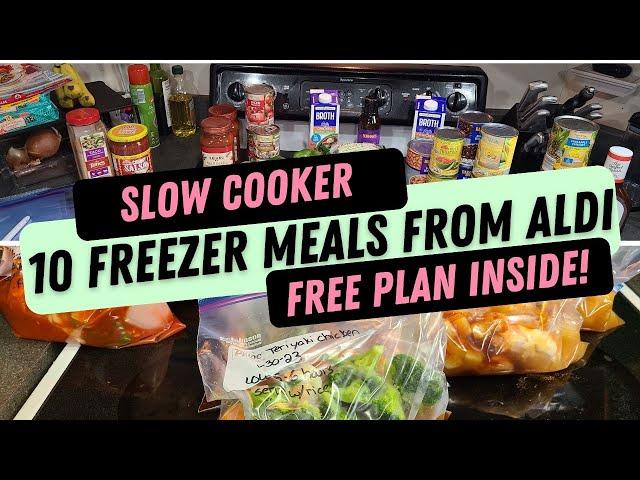 10 SLOW COOKER FREEZER MEALS FROM ALDI || FREE PREP PLAN!