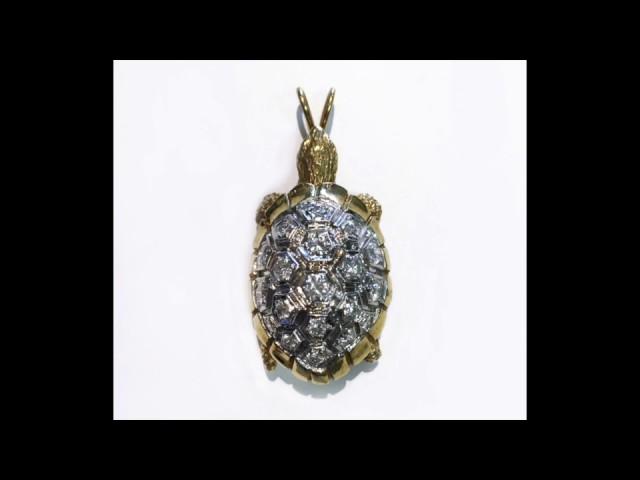 18k Diamond Turtle Brooch/Pendant