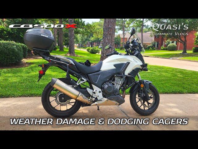 VLOG: Honda CB500X commute // Weather damage & dodging cagers