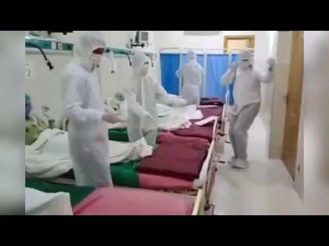 Pakistani doctors cheer up Covid-19 patients in hospital