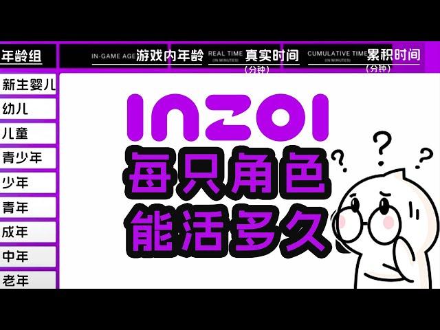 inZOI人物角色的生命年龄是什么设置的？