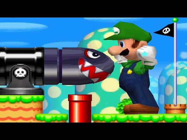 New Super Mario Bros DS All 18 Secret Exit Locations (Luigi - No Damage)