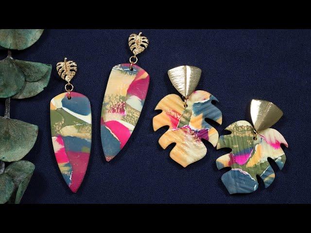 Watercolor Inspired Polymer Clay Earrings Two Ways Tutorial | Polymer Clay Earrings For Beginners