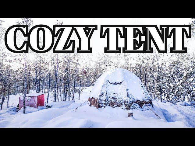 COZY HOT TENT in FREEZING WEATHER. BEST HOT TENT for WINTER CAMPING