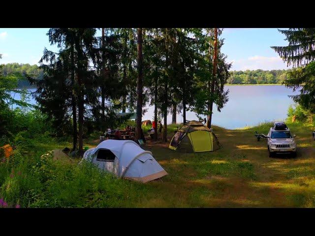 Four days of fishing. Catching catfish on a kwok. We live in a forest camp. Bushcraft ENG Subtitles