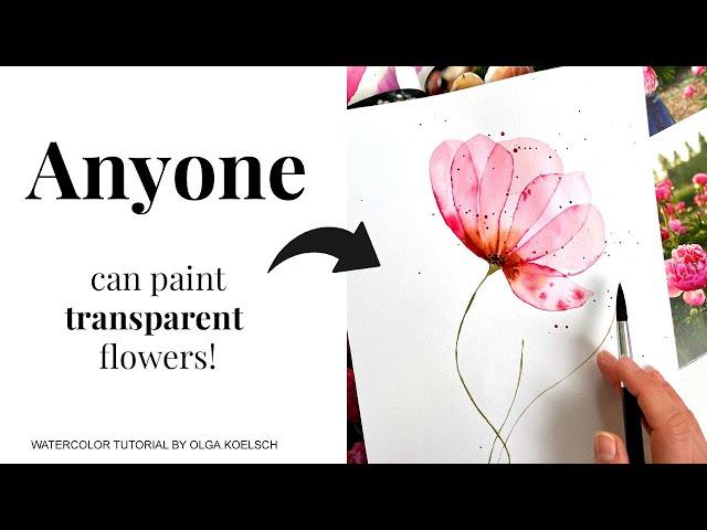 Truly EASIEST way to paint TRANSPARENT flowers