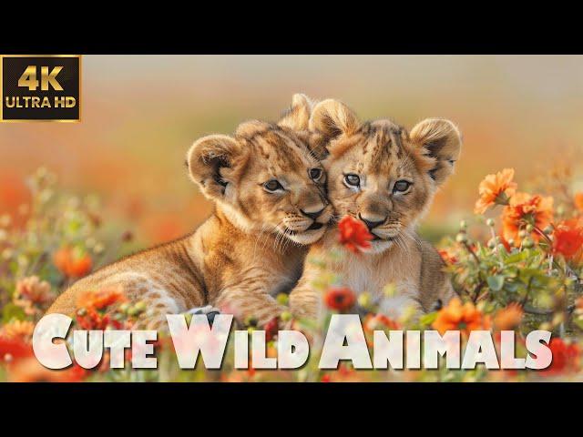 WILD ANIMALS - 4K(60FPS)RELAXING MUSIC & Stream Sounds | #CutiePieces