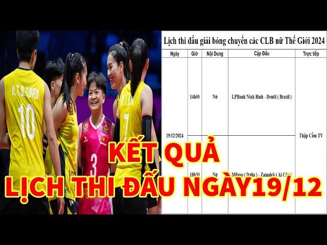 Kết quả lịch thi đấu ngày 19/12 giải CLB Châu Á ( Ninh Bình thi đấu )