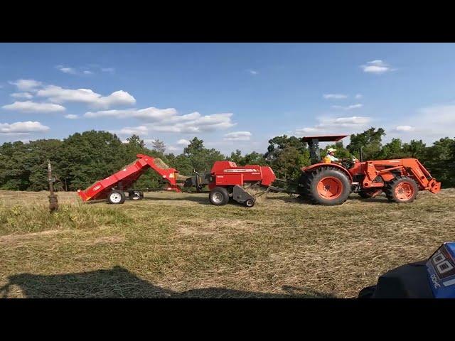 Kubota M6060 Tractor Massey Ferguson 1838 Inline Baler Its A Great Day To Bale Hay #344