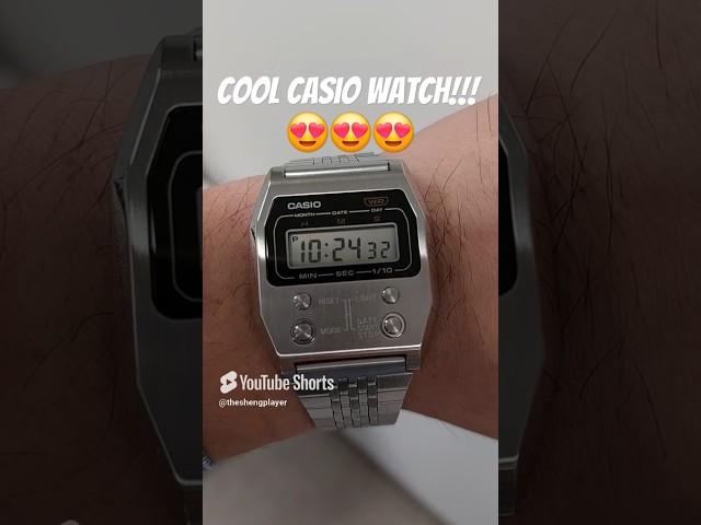 Casio vintage design stainless steel digital watch (A1100D-1) 