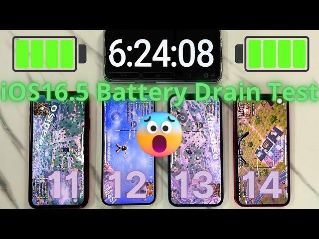 iPhone 11 vs 12 vs 13 vs 14 Full Battery Drain Test - iOS16.5 | Surprising Results!!