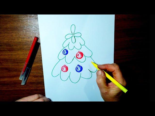 How to draw Christmas tree | Archa rasmini chizish | Rasm chizish Bolalar uchun