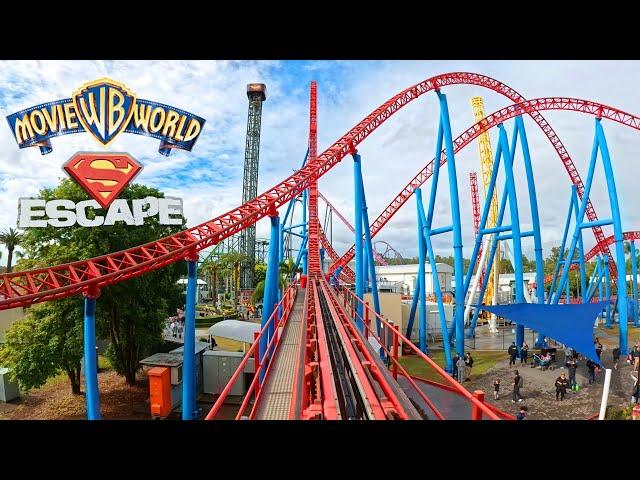 Superman Escape 4K Front Seat POV - Warner Bros Movie World