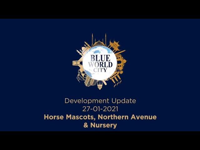 Blue World City Development of Northern Avenue | Horse Mascot | Nursery | Transparent Properties.