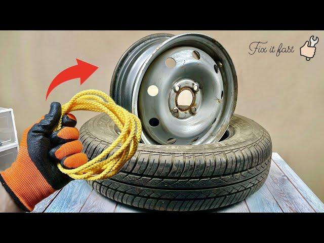Tire fitting is now useless! Just 1 rope  Change your wheel in a minute!