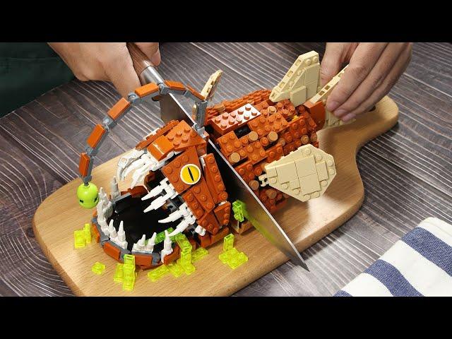 How To Catch & Cook LEGO HUNGRY ANGLER FISH Weird Killer - Stop Motion Cooking ASMR