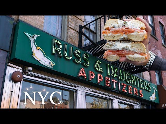 Eating at Russ and Daughters. Some of the BEST Bagels in NYC!