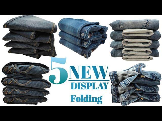 5 jeans folding style | How to fold jeans for showroom | clothes folding tricks | jeans Folding