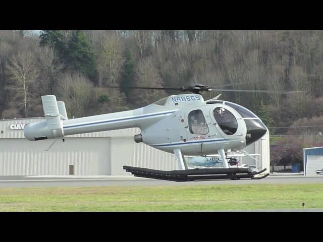 MD520 Notar Helicopter practicing emergency maneuvers at KBFI Seattle