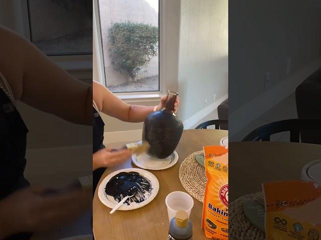 Baking Soda Vase- easy diy to give your vase a rustic vibe. Use matte black acrylic paint.