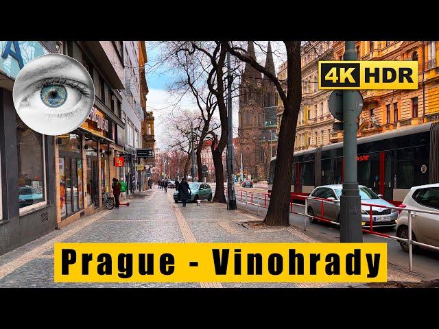 Prague 4k HDR walk in Vinohrady district - Czech Republic  ASMR