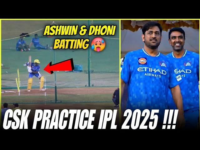 Ashwin & Dhoni Batting  CSK Practice Session IPL 2025 !