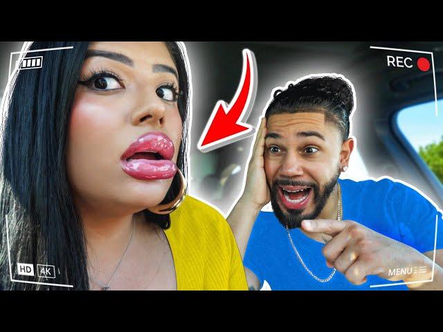 EPIC “ JUMBO ” LIPS OUT IN PUBLIC PRANK ON HUSBAND  !! 