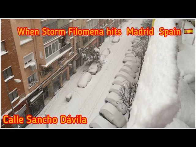 When Storm Filomena hits Madrid, Spain  Calle Sancho Dávila