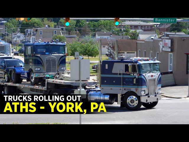 Trucks rolling out of ATHS 2024 National Convention in York, PA