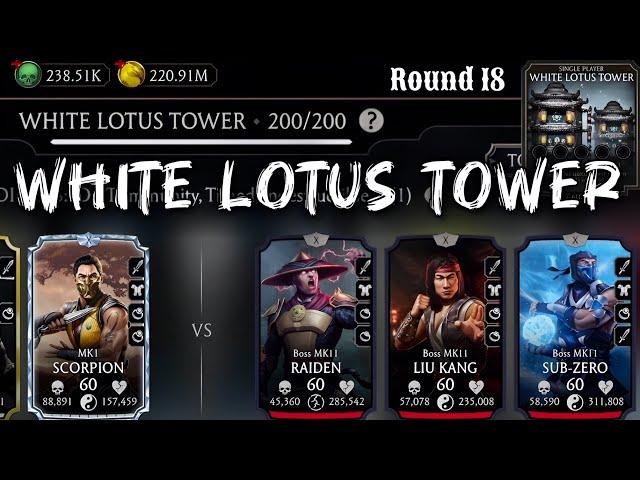 White Lotus Tower Tower Boss Battle 200 & 170, 190 Fight + Reward MK Mobile | Final Round 18