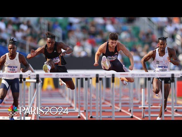 Trey Cunningham and Dylan Beard make quick work of their 110m hurdles heat | NBC Sports