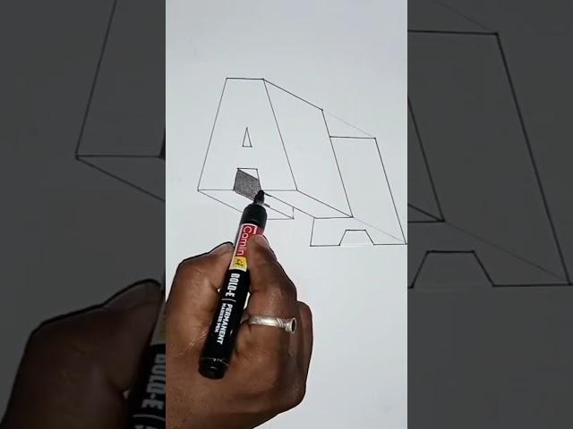 #simple 3d floating letter A#Anamorphic illusion #3d trick art on paper