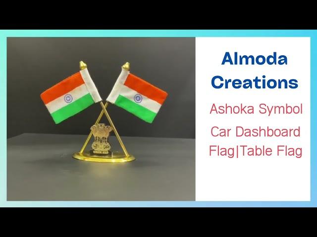 Almoda Creations Indian Flag for Car Dashboard, Flag for Office Table, (Ashok Symbol)