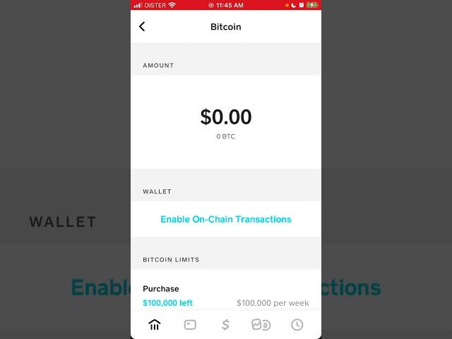 How to enable BitCoin wallet in Cash App?