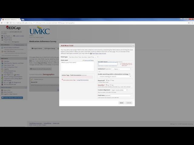 REDCap Tutorial Field Overview