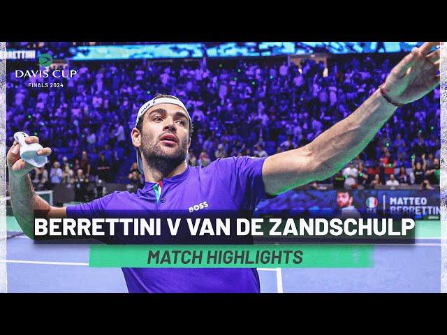 Matteo Berrettini v Botic Van De Zandschulp | Italy v Netherlands Davis Cup Finals Match Highlights