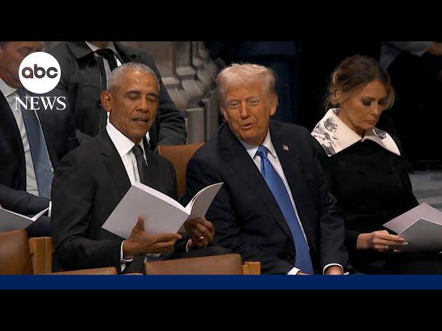 Obama, Trump sit together, talk before Jimmy Carter funeral