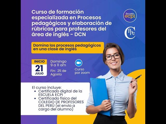 Curso: Formación especializada en procesos pedagógicos/ elaboración de rúbricas para docentes inglés