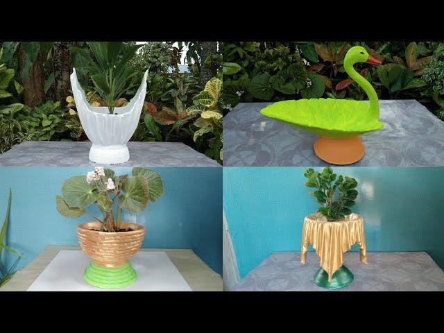 Diy 4 Beautiful Project Cement Pot Planters At Home Garden / My Creation And Design Pot