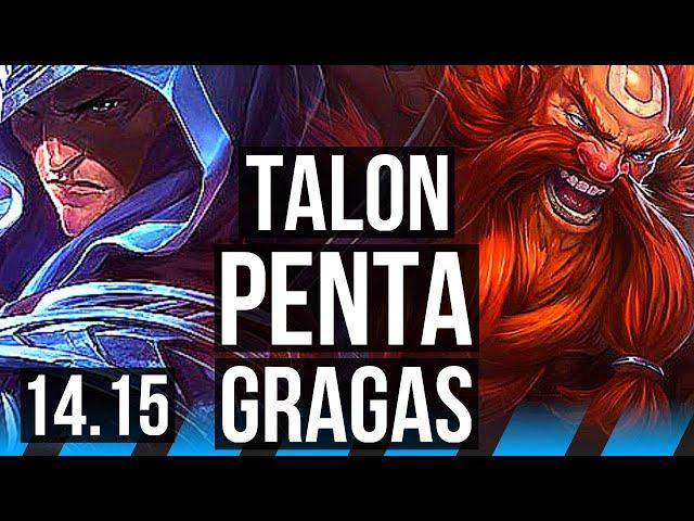 TALON vs GRAGAS (MID) | Penta, 15/1/6, Rank 5 Talon, 7 solo kills | EUNE Challenger | 14.15