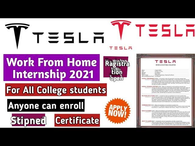 Tesla Internship 2021|Tesla Work From Home Internship|Tesla internship online|Tesla careers  #tesla