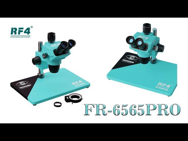 RF4 RF6565Pro 6.5-65X Synchronous Zoom Trinocular Stereo Microscope with RF-D2 Aluminum Alloy Base