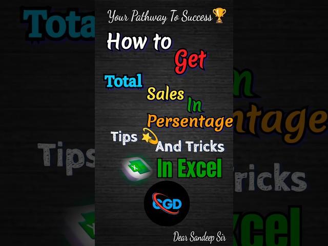 How to get total sales in persentage in excel tips and tricks ️ #exceltips #tutorial #shortvideo