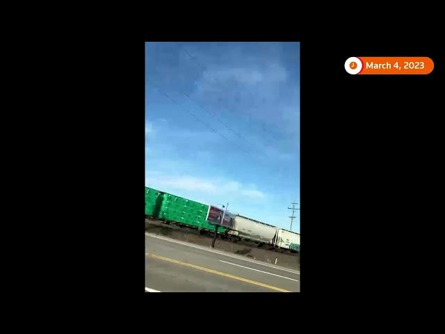 Video captures moment another train derails in Ohio