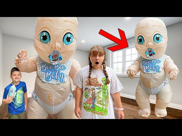 GIANT BABY vs AUBREY and CALEB! Giant BAD BABY in OUR HOUSE!